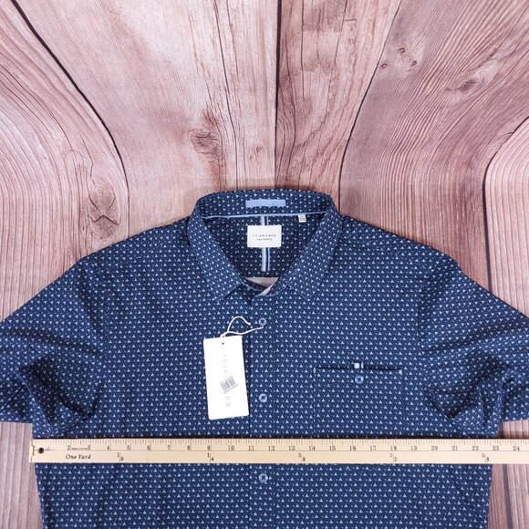 7 Diamonds Mens Large 4 Way Stretch Kyro Short Sleeve Shirt Geometric Triangle - Picture 15 of 16